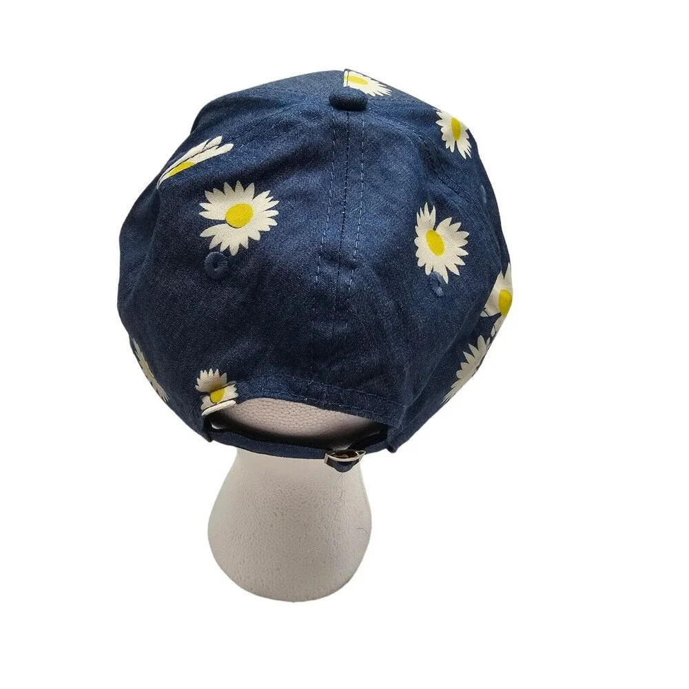 Denim Like Daisy Flower Baseball Cap Hat Blue  Yellow White‎ Adjustable